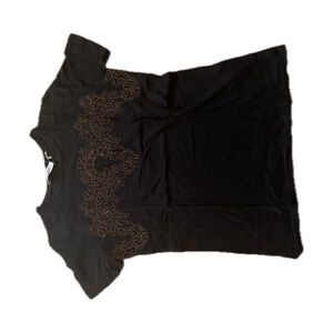 Sandro Black T-Shirt with Embroidered Detail